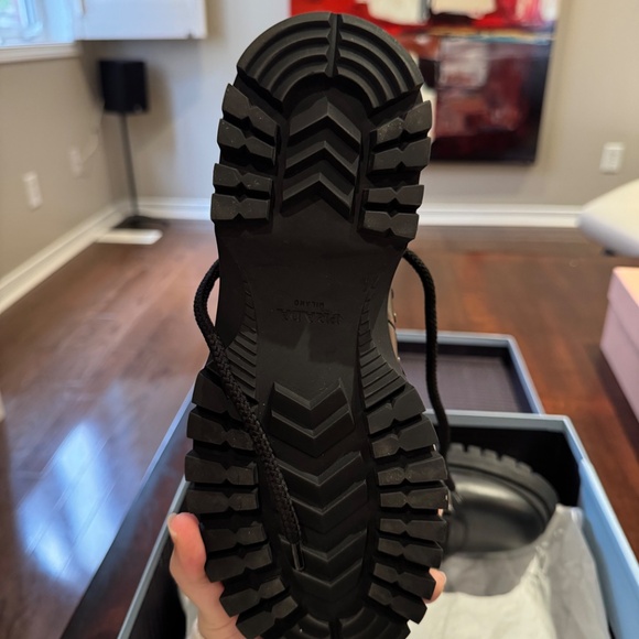 Prada Logo Embossed Lace-Up Boots - Picture 3 of 5